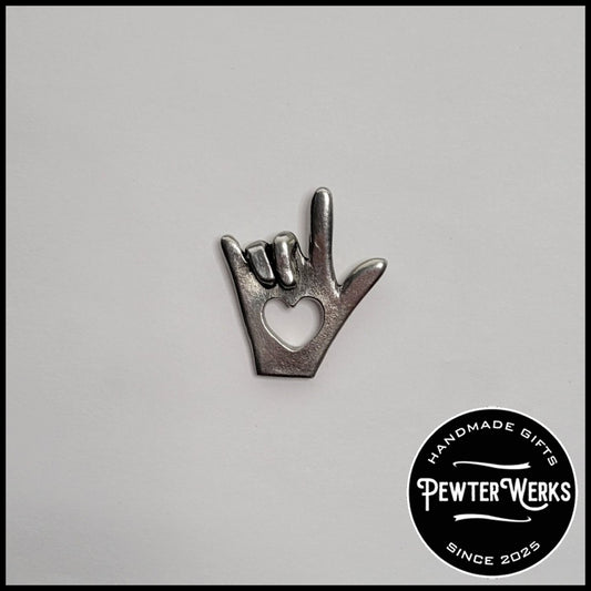 Handmade Pewter Lapel Pin 'I Love You' Gift Bag Included. (Copy)