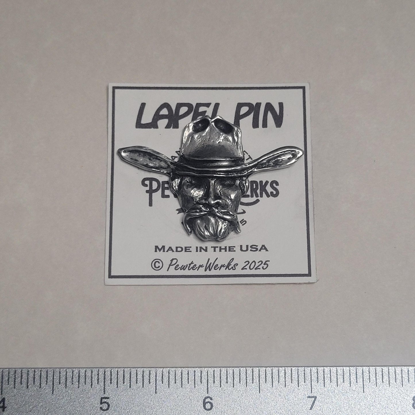 Handmade Pewter Lapel Pin 'Cowboy' Gift Bag Included