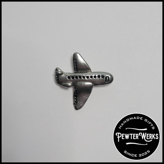 Handmade Pewter Lapel Pin 'Airplane' Gift Bag Included.
