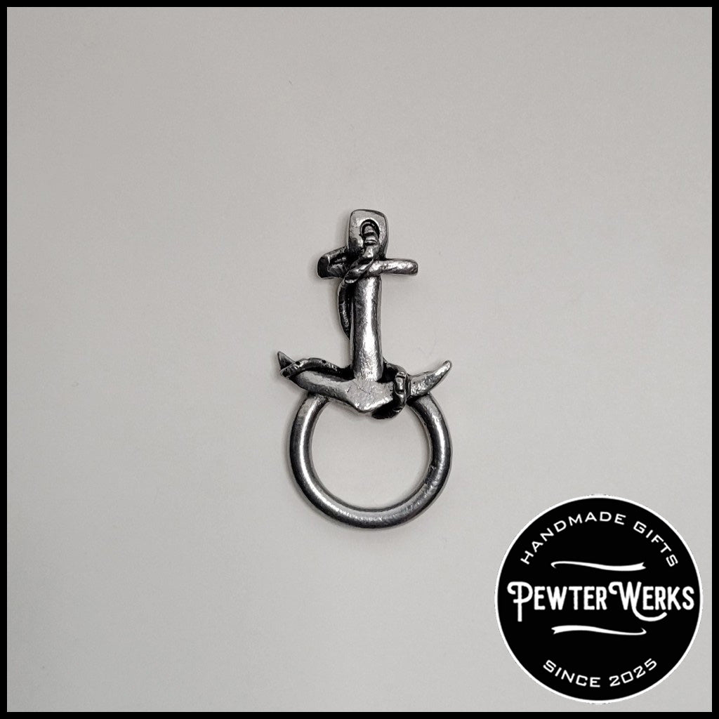 Handmade Pewter Eyeglass / ID Badge Holder Pin 'Anchor' Gift Bag Included.