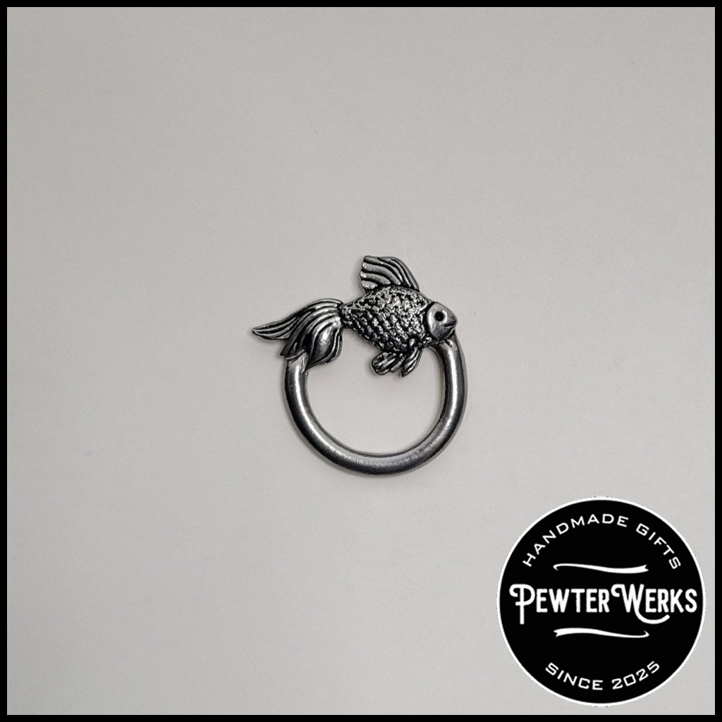 Handmade Pewter Eyeglass / ID Badge Holder Pin 'Angel Fish' Gift Bag Included.