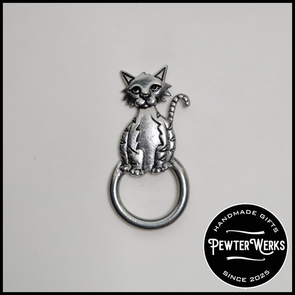 Handmade Pewter Eyeglass / ID Badge Holder Pin 'Another Cat' Gift Bag Included.