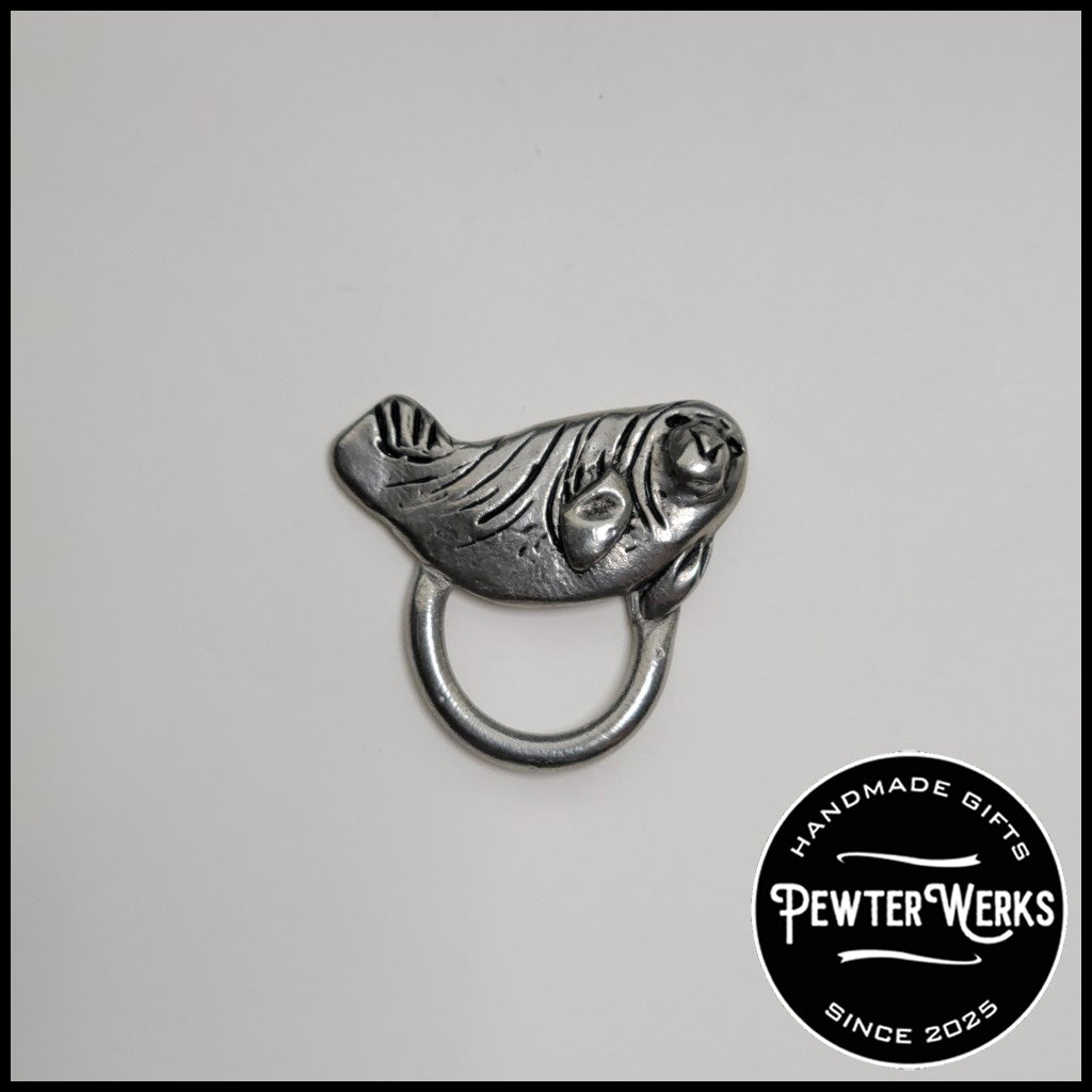 Handmade Pewter Eyeglass / ID Badge Holder Pin 'Baby Seal' Gift Bag Included.