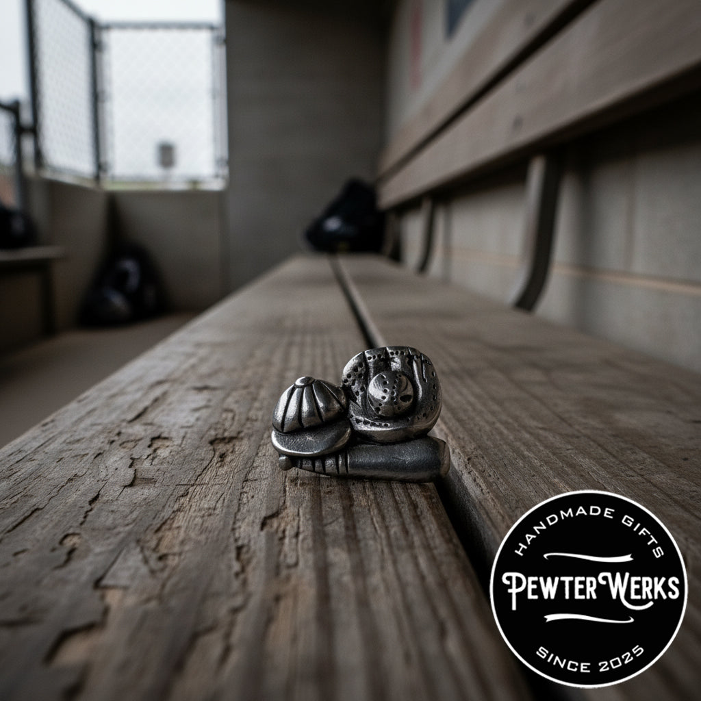 Handmade Pewter Lapel Pin 'Baseball' Gift Bag Included.