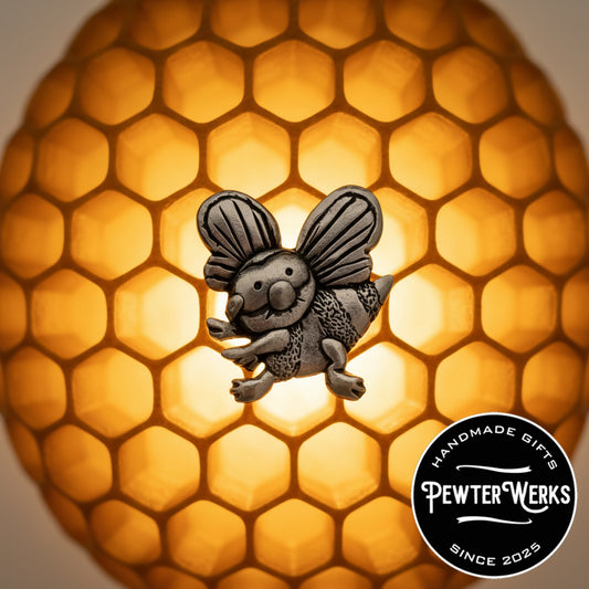 Handmade Pewter Lapel Pin 'Busy Bee' Gift Bag Included.