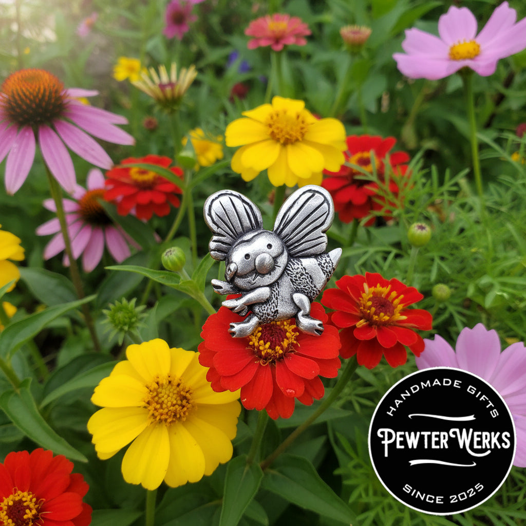 Handmade Pewter Lapel Pin 'Busy Bee' Gift Bag Included.
