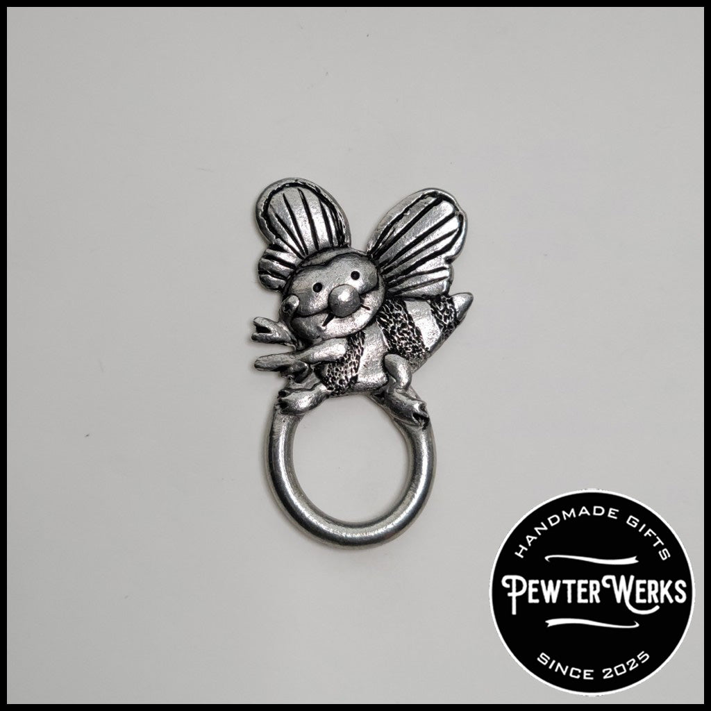 Handmade Pewter Eyeglass / ID Badge Holder Pin 'Busy Bee' Gift Bag Included.
