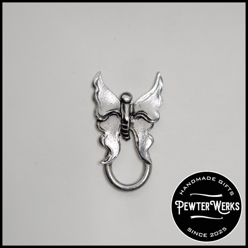 Handmade Pewter Eyeglass / ID Badge Holder Pin 'Butterfly' Gift Bag Included.
