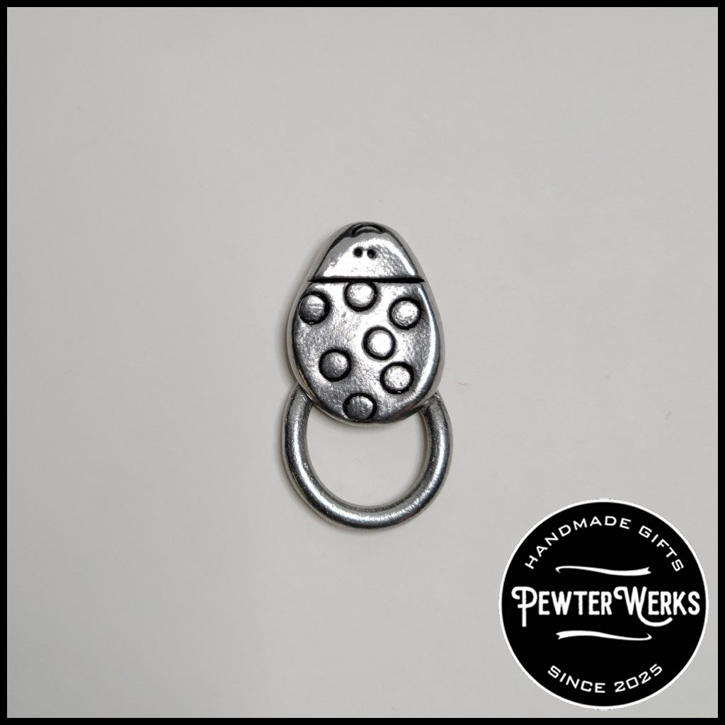 Handmade Pewter Eyeglass / ID Badge Holder Pin 'Cartoon Ladybug' Gift Bag Included.