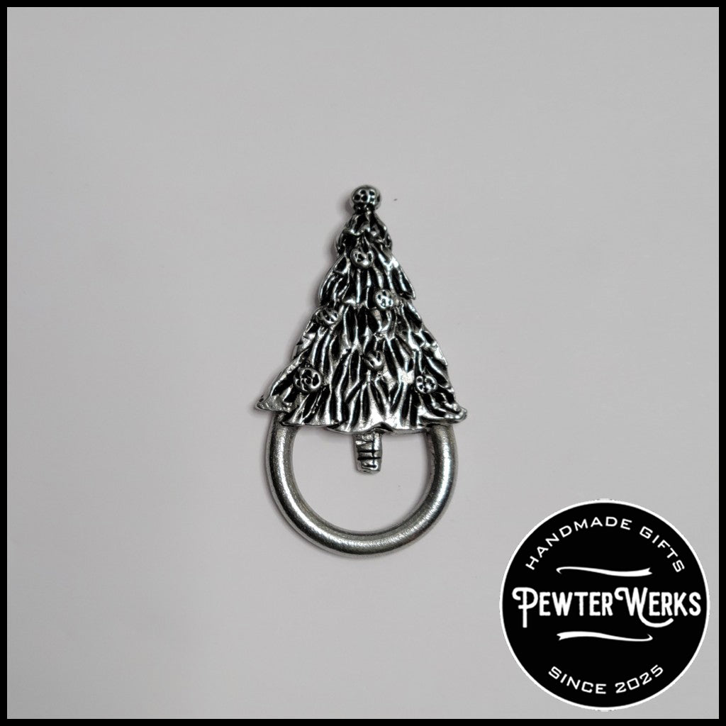 Handmade Pewter Eyeglass / ID Badge Holder Pin 'Christmas Tree' Gift Bag Included.