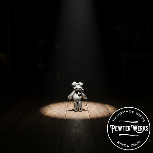 Handmade Pewter Lapel Pin 'Dancing Pig' Gift Bag Included.