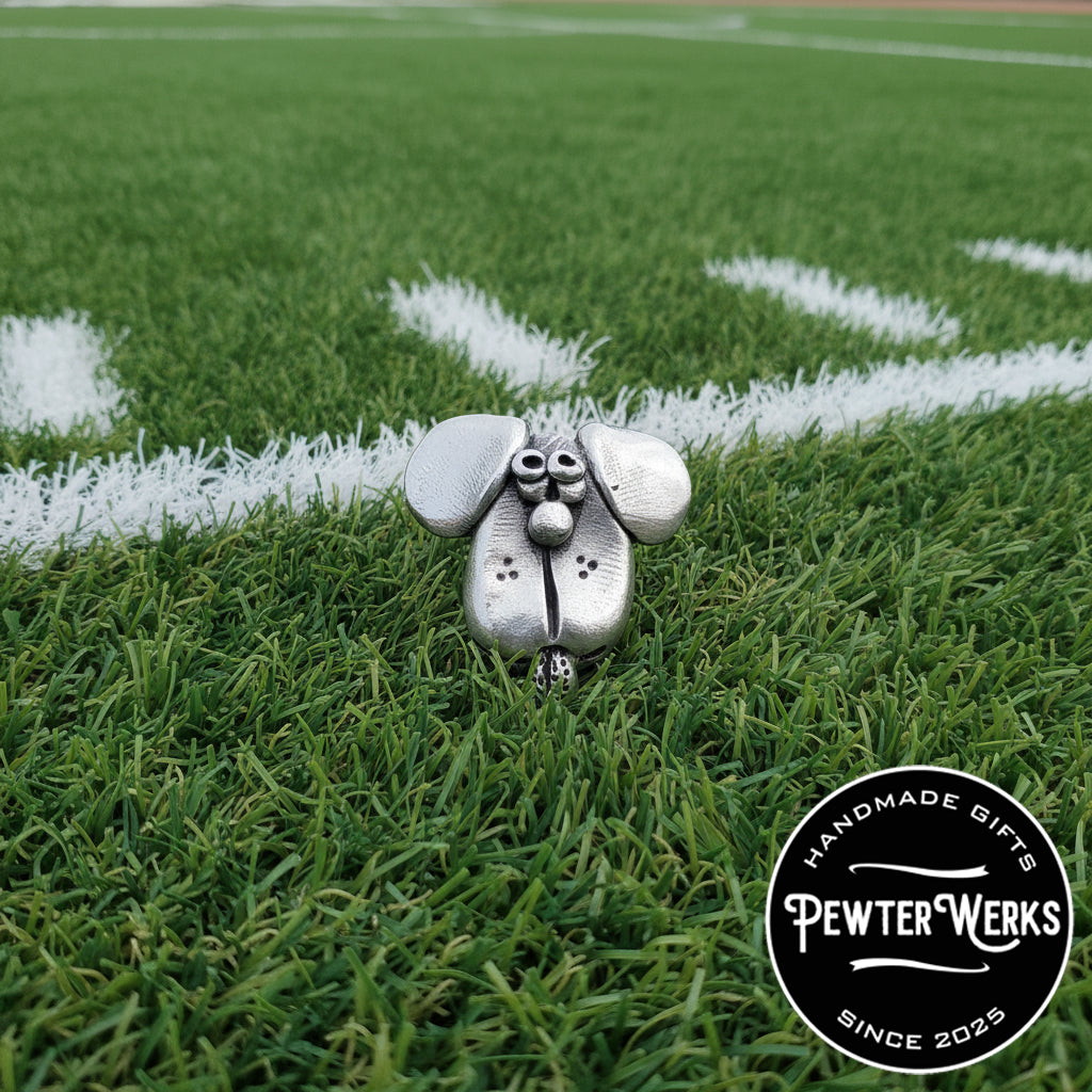 Handmade Pewter Lapel Pin 'Dog Face No.2' Gift Bag Included.