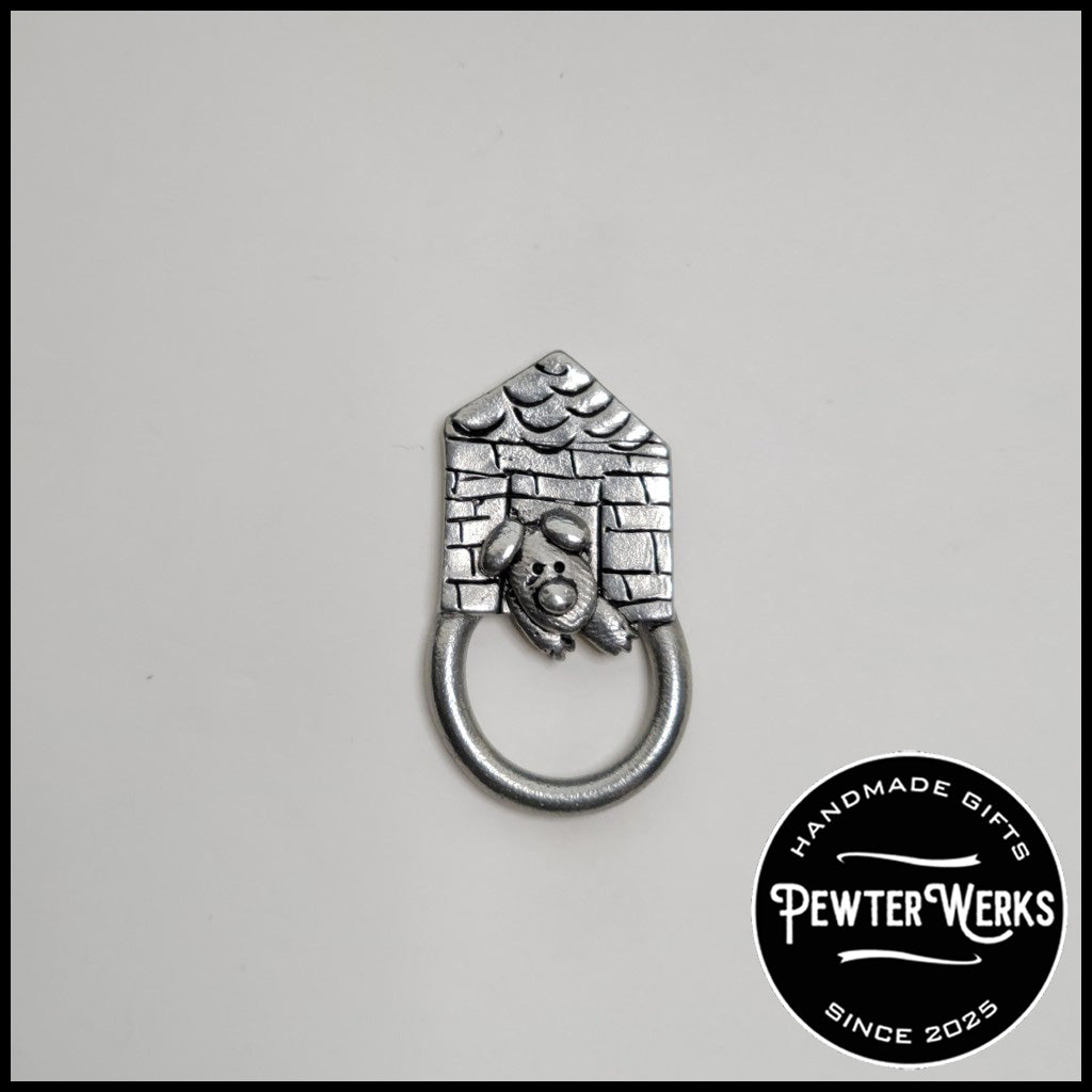 Handmade Pewter Eyeglass / ID Badge Holder Pin 'Doghouse' Gift Bag Included.