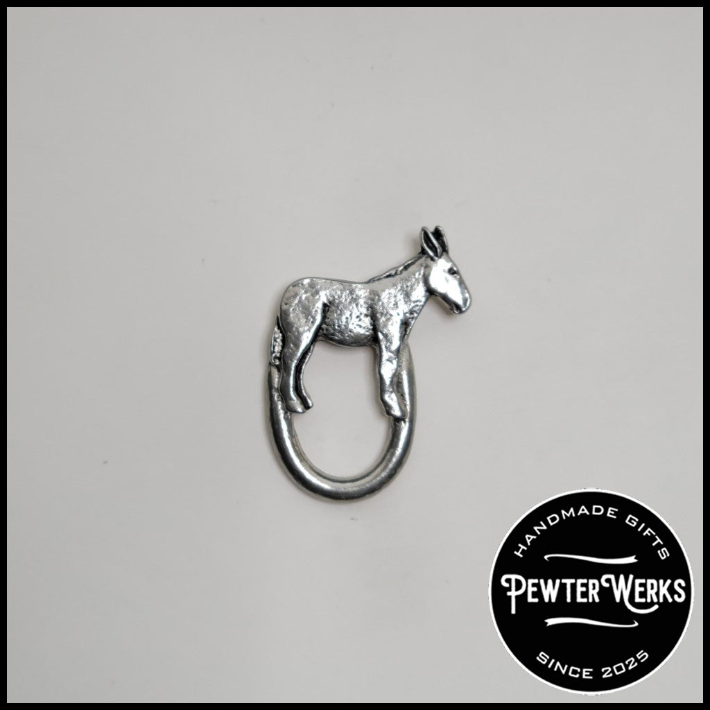 Handmade Pewter Eyeglass / ID Badge Holder Pin 'Donkey' Gift Bag Included.