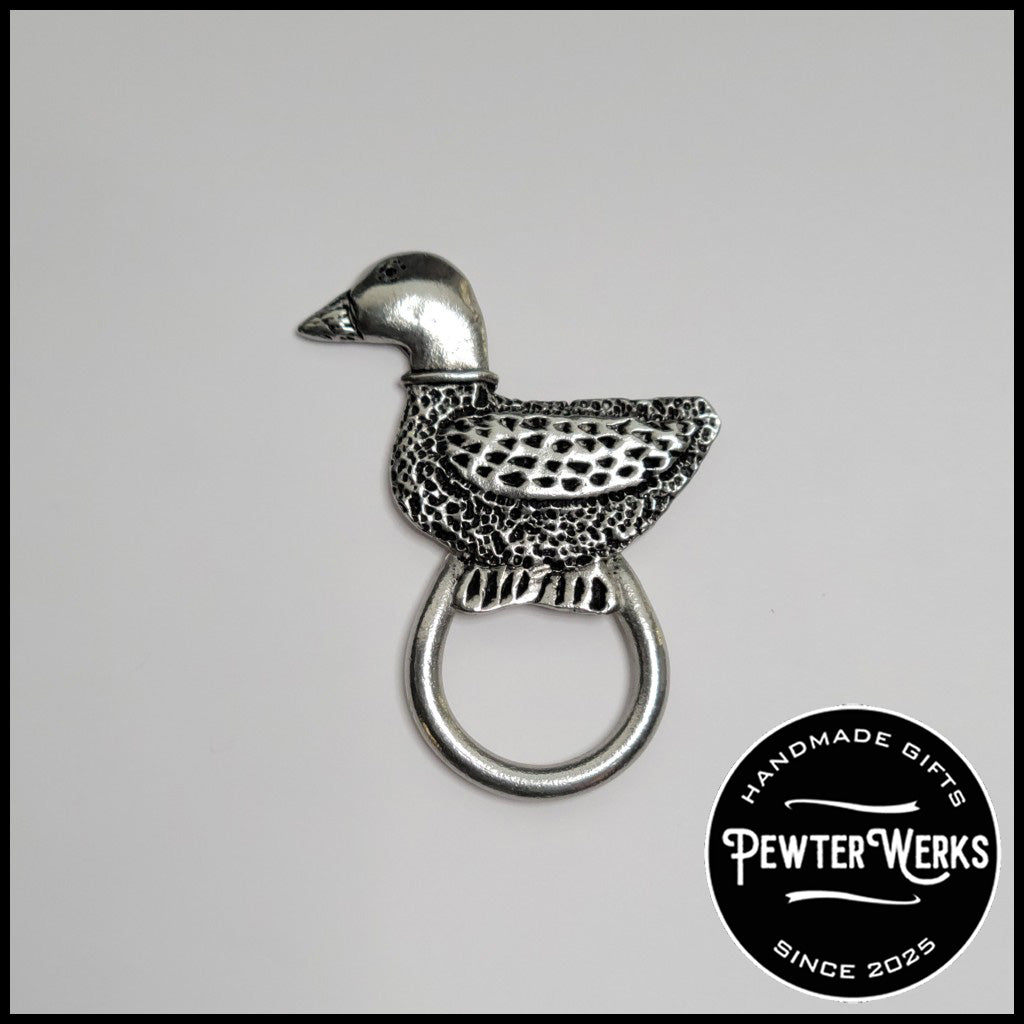 Handmade Pewter Eyeglass / ID Badge Holder Pin 'Duck' Gift Bag Included.