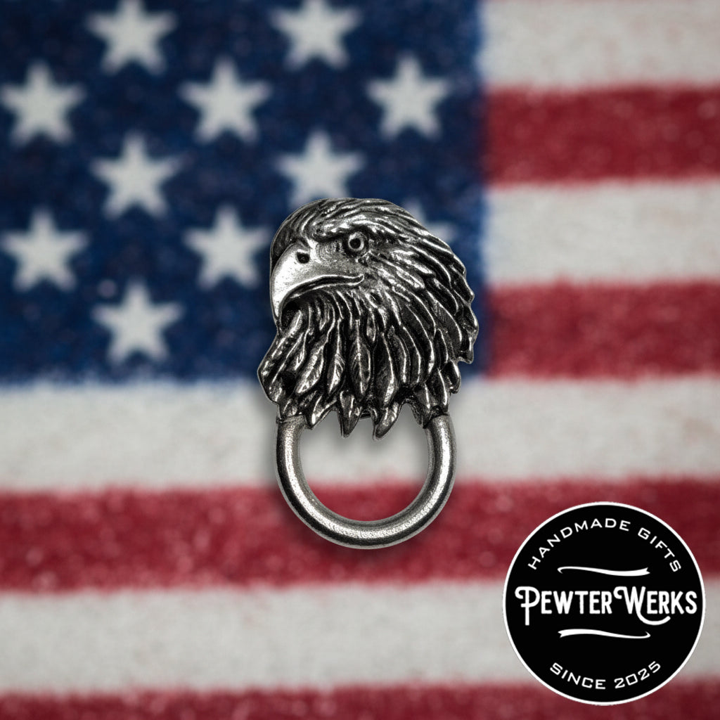 Handmade Pewter Eyeglass / ID Badge Holder Pin 'Eagle' Gift Bag Included.