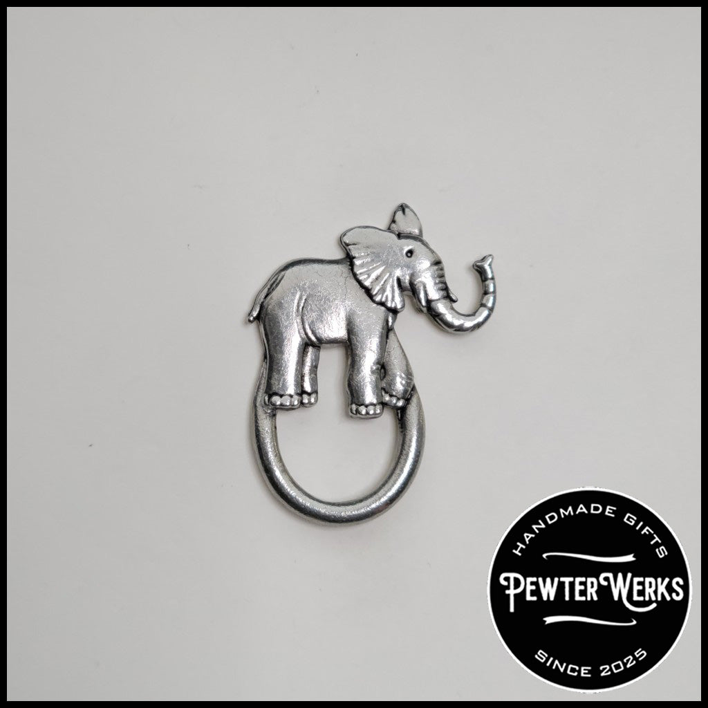 Handmade Pewter Eyeglass / ID Badge Holder Pin 'Elephant' Gift Bag Included.