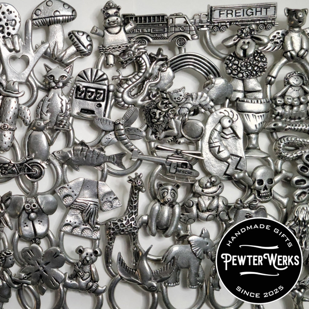 Handmade Pewter Eyeglass / ID Badge Holder Pin 'Magic Dragon' Gift Bag Included.