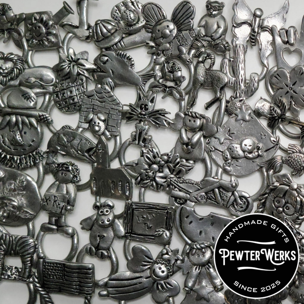 Handmade Pewter Eyeglass / ID Badge Holder Pin 'Little Hippo' Gift Bag Included.