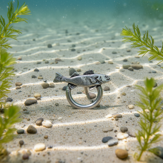 Handmade Pewter Eyeglass / ID Badge Holder Pin 'Fish a Trout' Gift Bag Included.