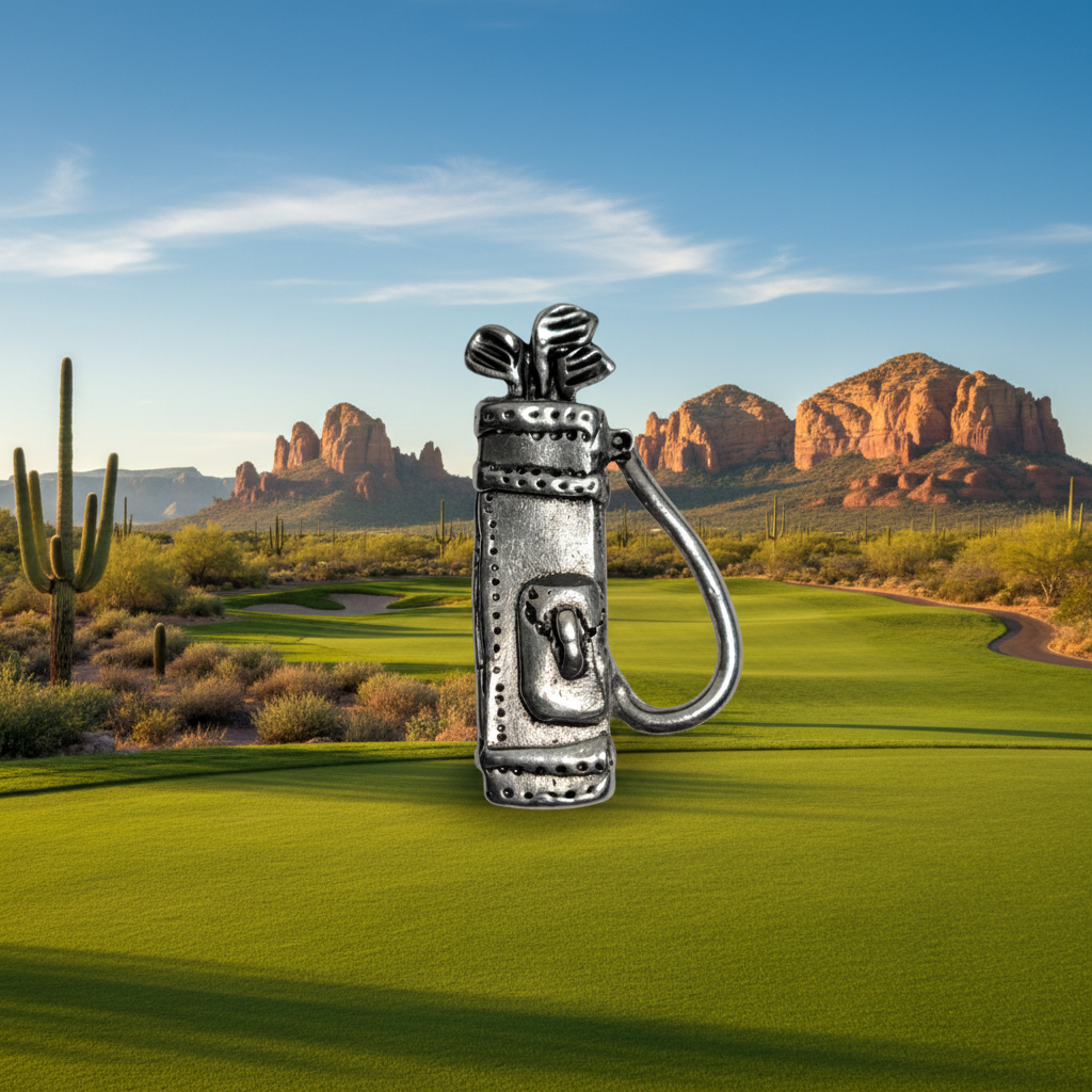 Handmade Pewter Lapel Pin 'Golf Bag' Gift Bag Included.