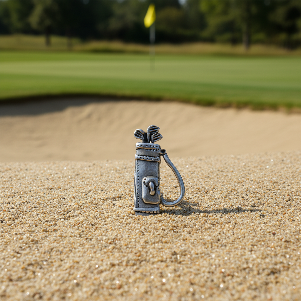 Handmade Pewter Lapel Pin 'Golf Bag' Gift Bag Included.
