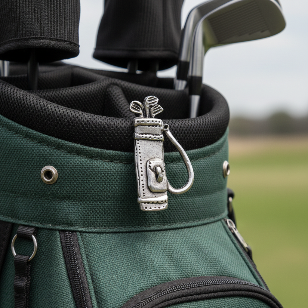 Handmade Pewter Lapel Pin 'Golf Bag' Gift Bag Included.