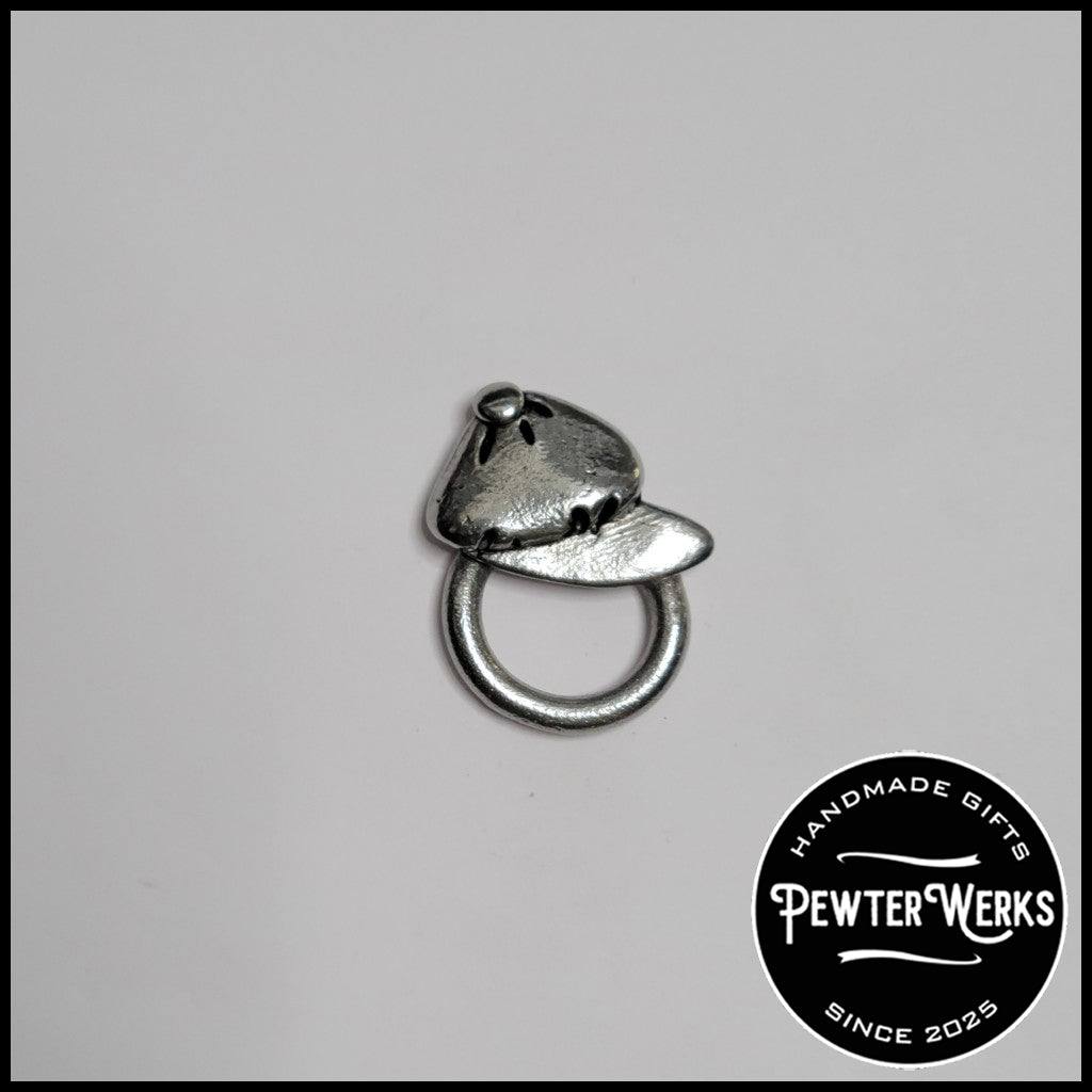 Handmade Pewter Eyeglass / ID Badge Holder Pin 'Golfer's Cap' Gift Bag Included.