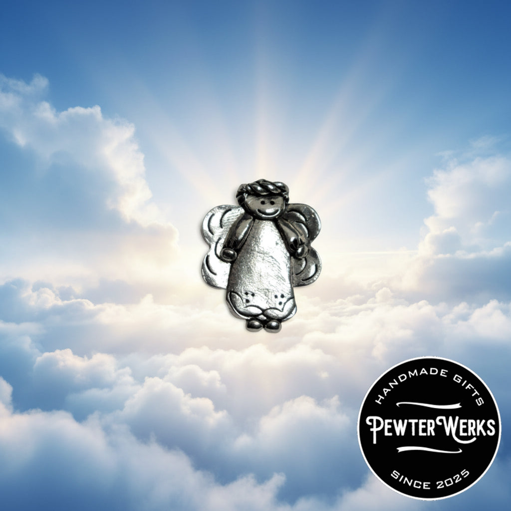 Handmade Pewter Lapel Pin 'Guardian Angel' Gift Bag Included.