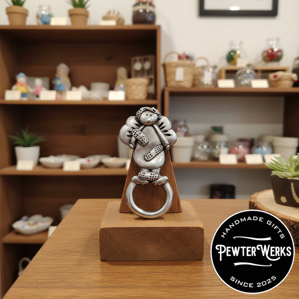 Handmade Pewter Eyeglass / ID Badge Holder Pin 'Healing Angel' Gift Bag Included.
