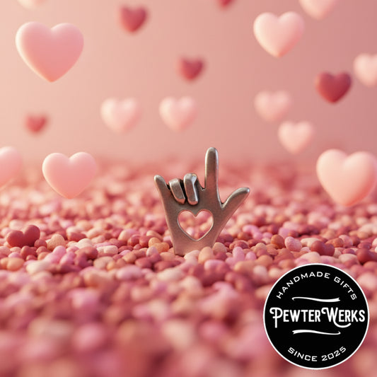 Handmade Pewter Lapel Pin 'I Love You' Gift Bag Included. (Copy)