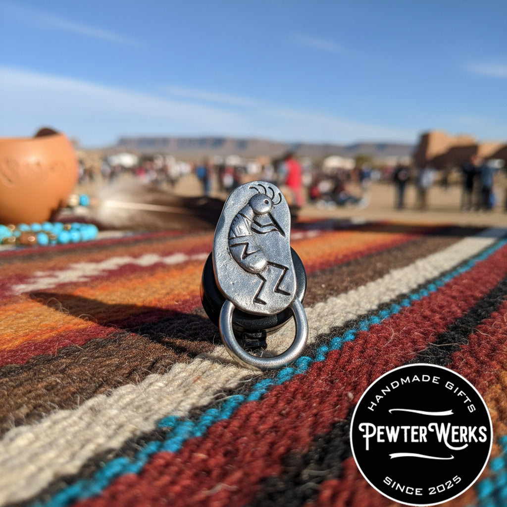 Handmade Pewter Eyeglass / ID Badge Holder Pin 'Kachina' Gift Bag Included.