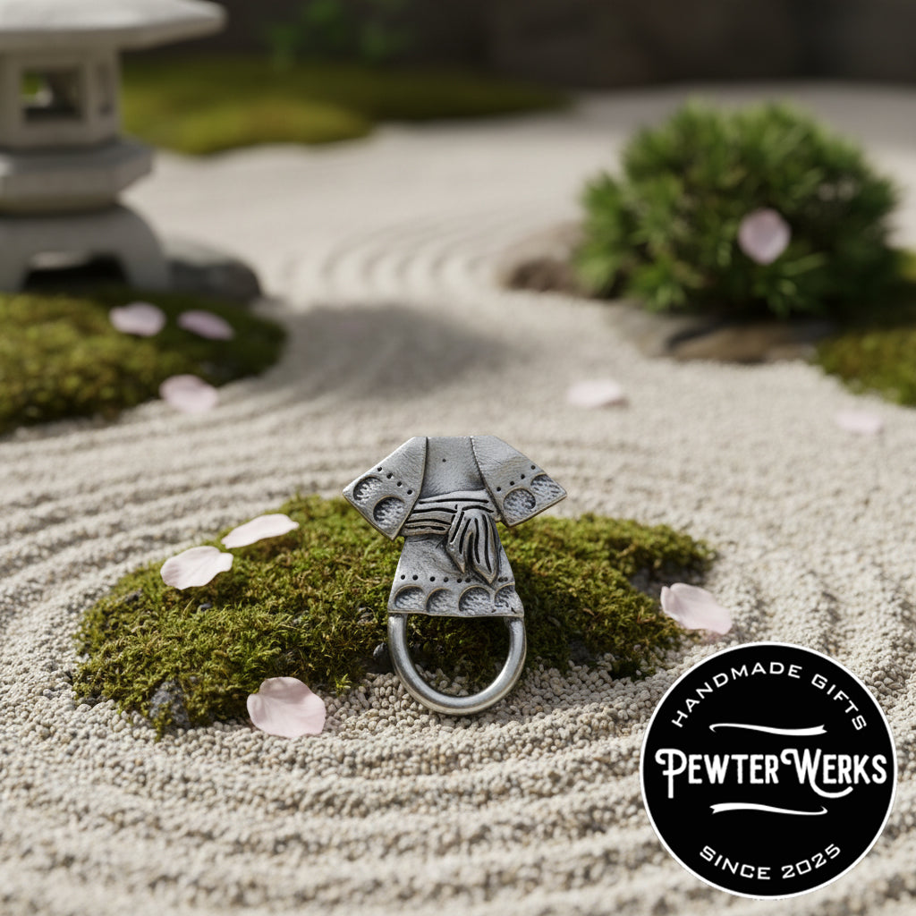 Handmade Pewter Eyeglass / ID Badge Holder Pin 'Kimono' Gift Bag Included.