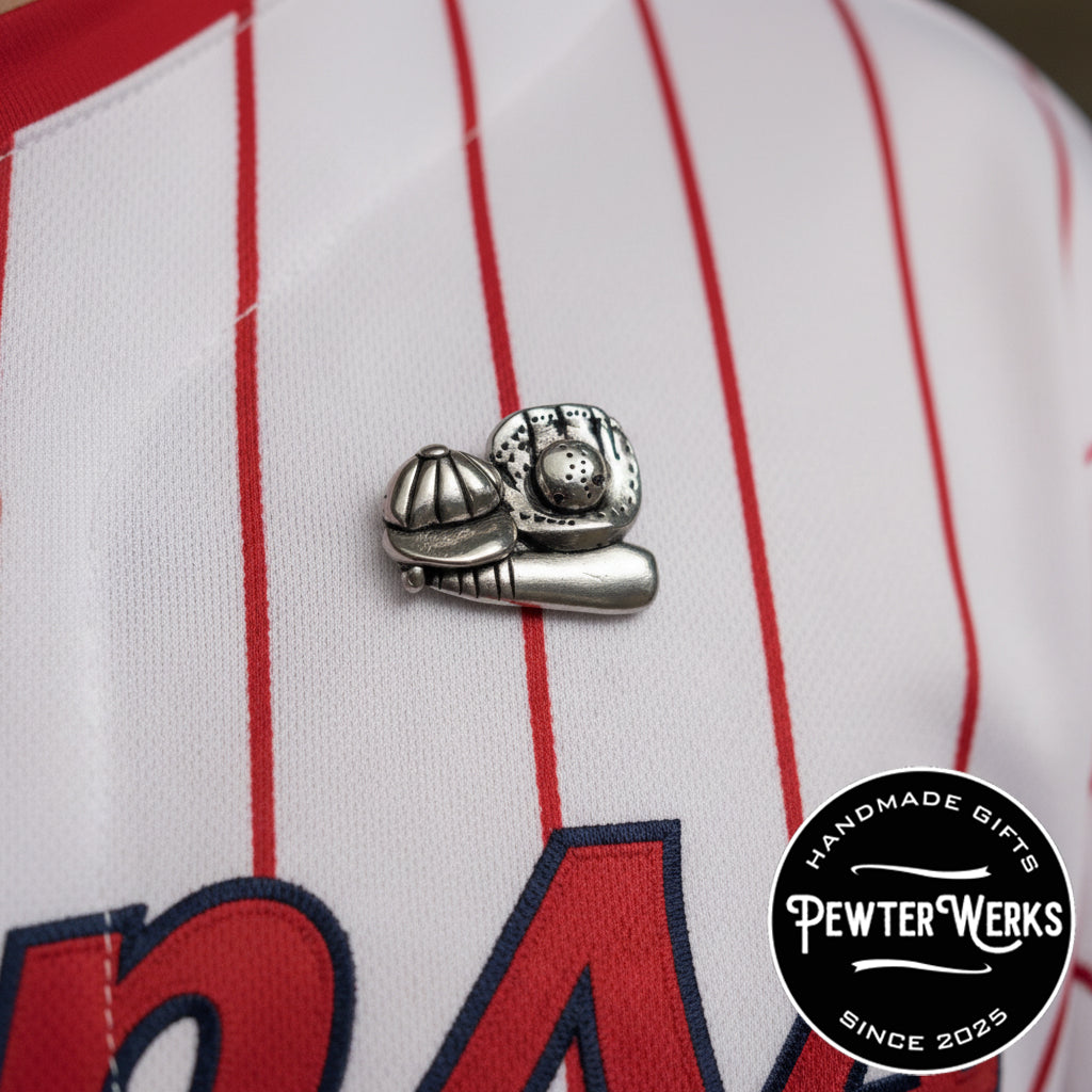 Handmade Pewter Lapel Pin 'Golf Bag' Gift Bag Included.