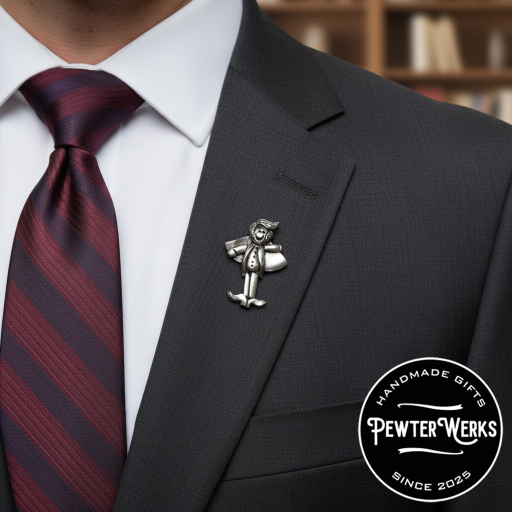Handmade Pewter Lapel Pin 'Golf Bag' Gift Bag Included.
