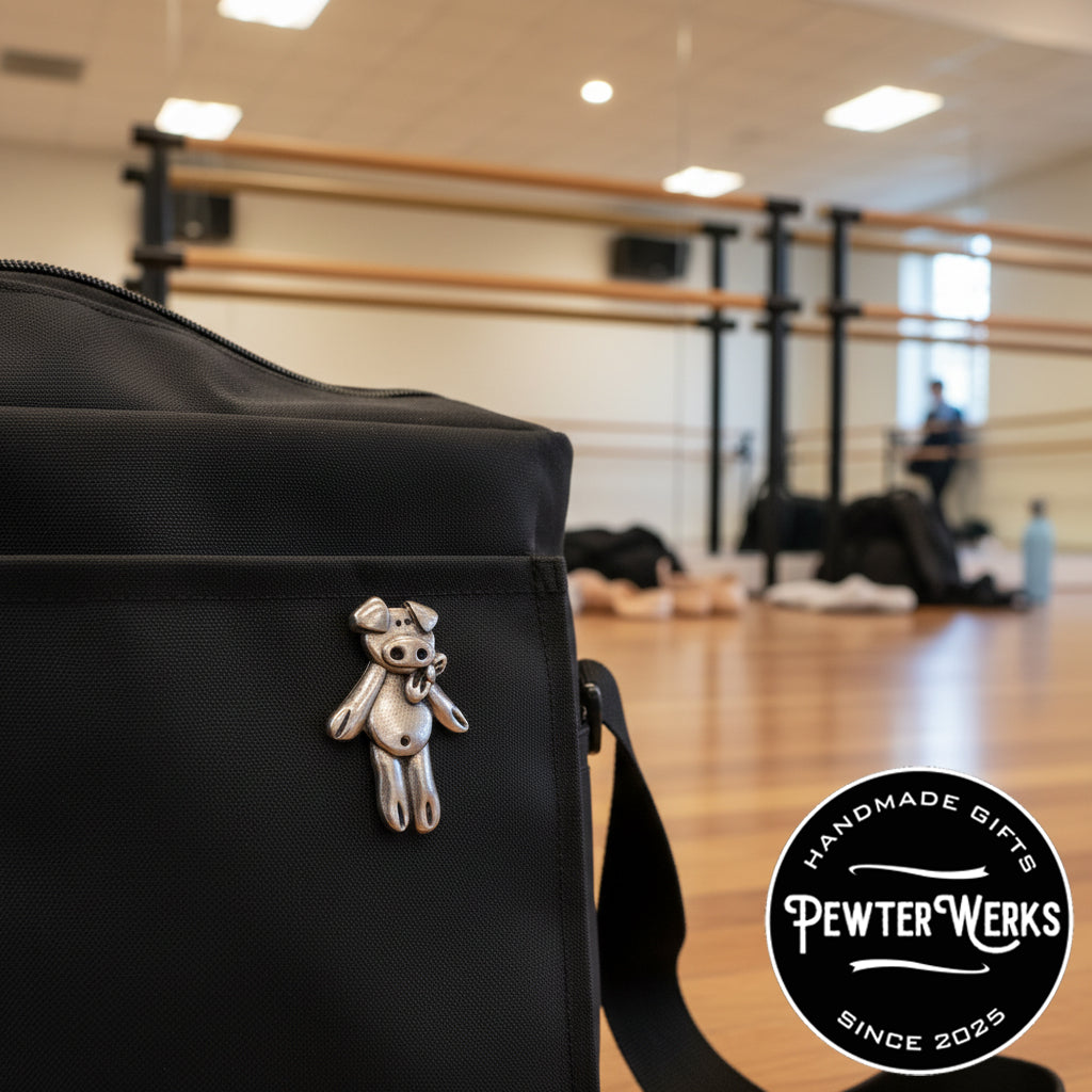 Handmade Pewter Lapel Pin 'Golf Bag' Gift Bag Included.