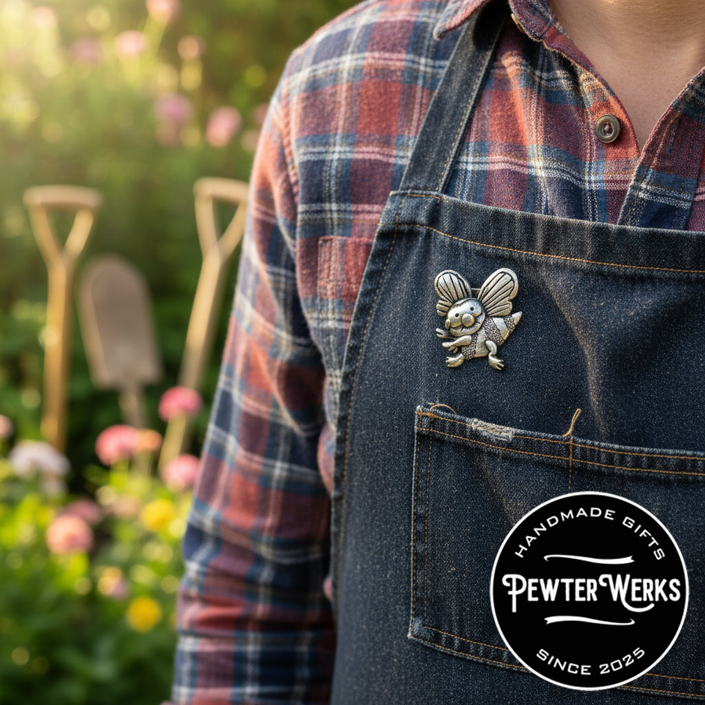 Handmade Pewter Lapel Pin 'Golf Bag' Gift Bag Included.