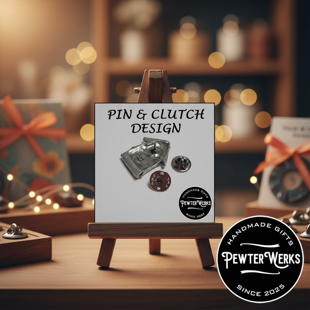 Handmade Pewter Lapel Pin 'Golf Bag' Gift Bag Included.