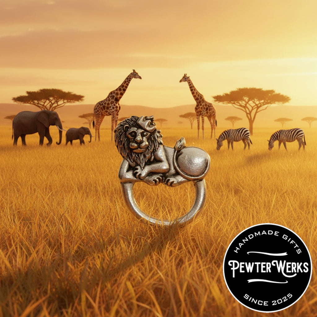 Handmade Pewter Eyeglass / ID Badge Holder Pin 'Lion King' Gift Bag Included.