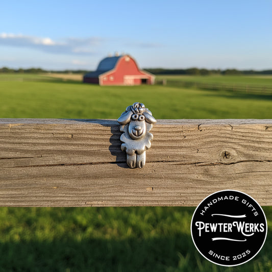 Handmade Pewter Lapel Pin 'Little Lamb' Gift Bag Included.