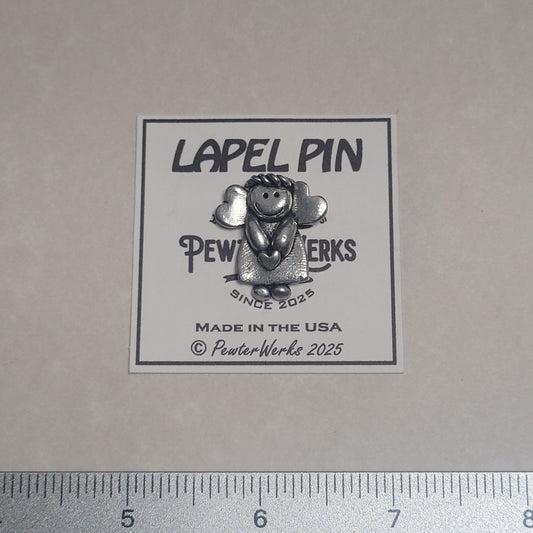 Handmade Pewter Lapel Pin 'Angel of Love' Gift Bag Included
