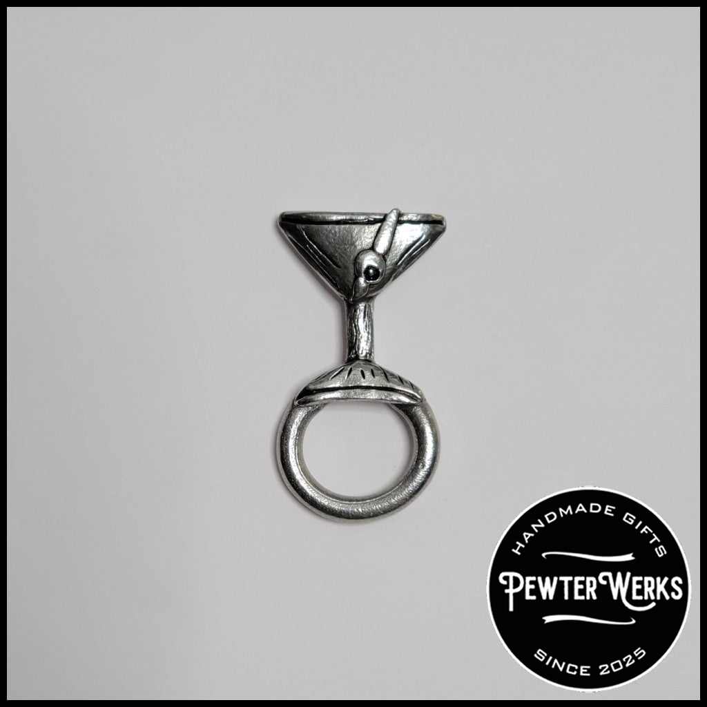 Handmade Pewter Eyeglass / ID Badge Holder Pin 'Martini' Gift Bag Included.