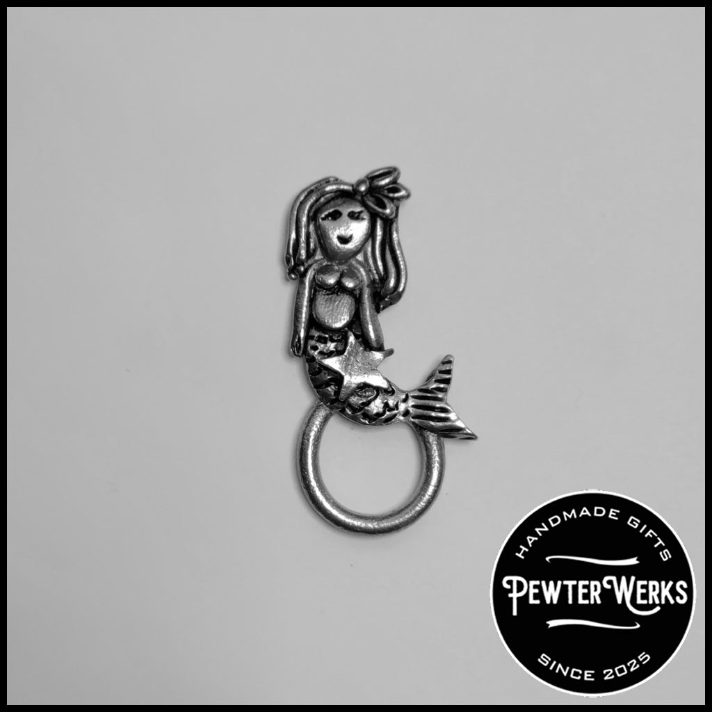 Handmade Pewter Eyeglass / ID Badge Holder Pin 'Mermaid' Gift Bag Included.