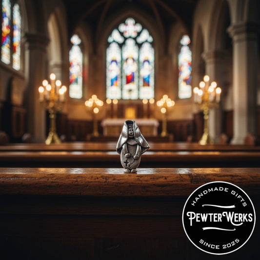 Handmade Pewter Lapel Pin 'Nun' Gift Bag Included.