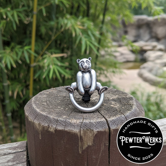 Handmade Pewter Eyeglass / ID Badge Holder Pin 'Panda' Gift Bag Included.