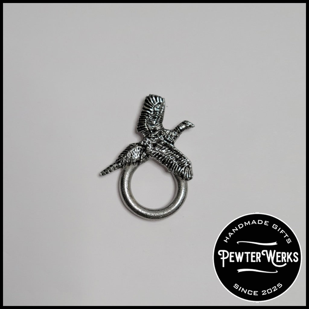 Handmade Pewter Eyeglass / ID Badge Holder Pin 'Pheasant' Gift Bag Included.