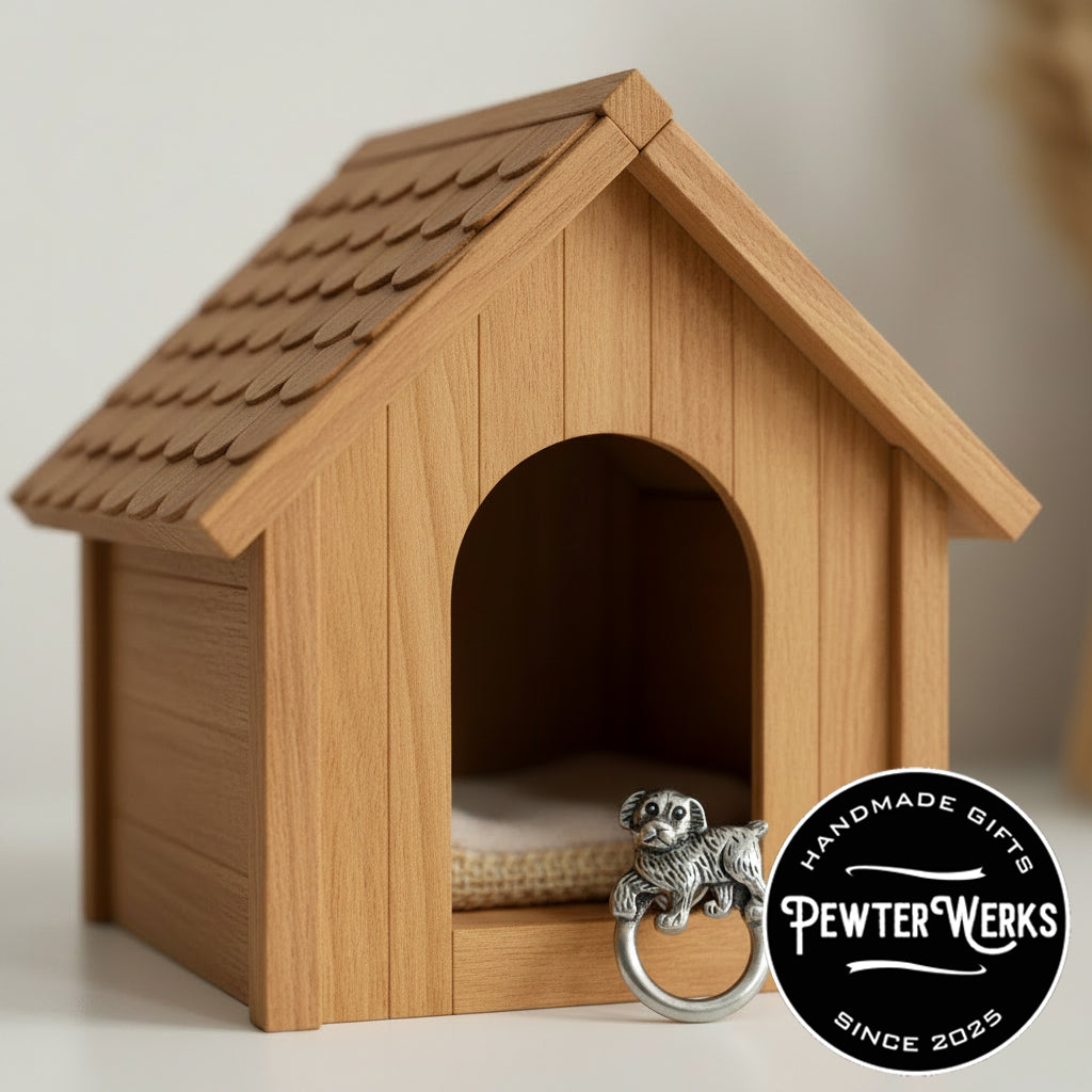 Handmade Pewter Eyeglass / ID Badge Holder Pin 'Puppy Dog' Gift Bag Included.