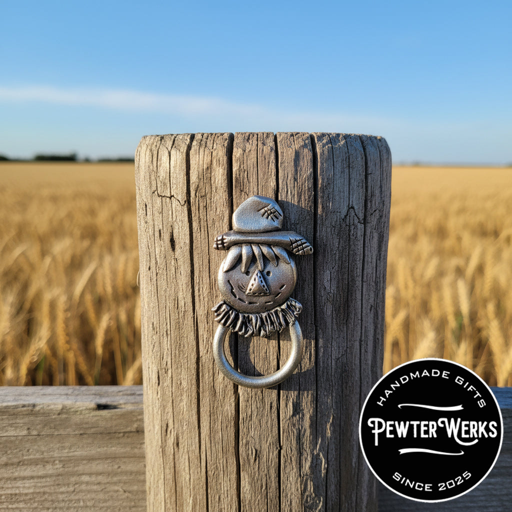 Handmade Pewter Eyeglass / ID Badge Holder Pin 'Scarecrow' Gift Bag Included.