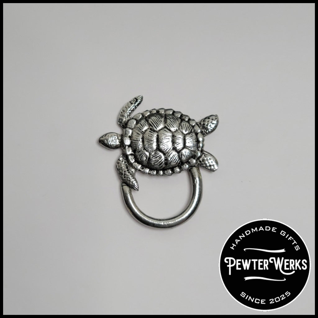 Handmade Pewter Eyeglass / ID Badge Holder Pin 'Sea Turtle' Gift Bag Included.