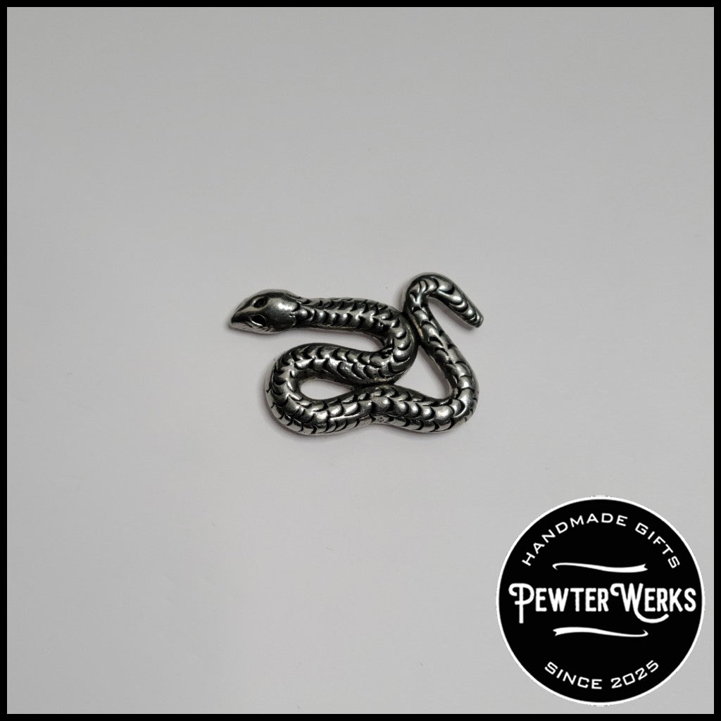 Handmade Pewter Lapel Pin 'Snake' Gift Bag Included.